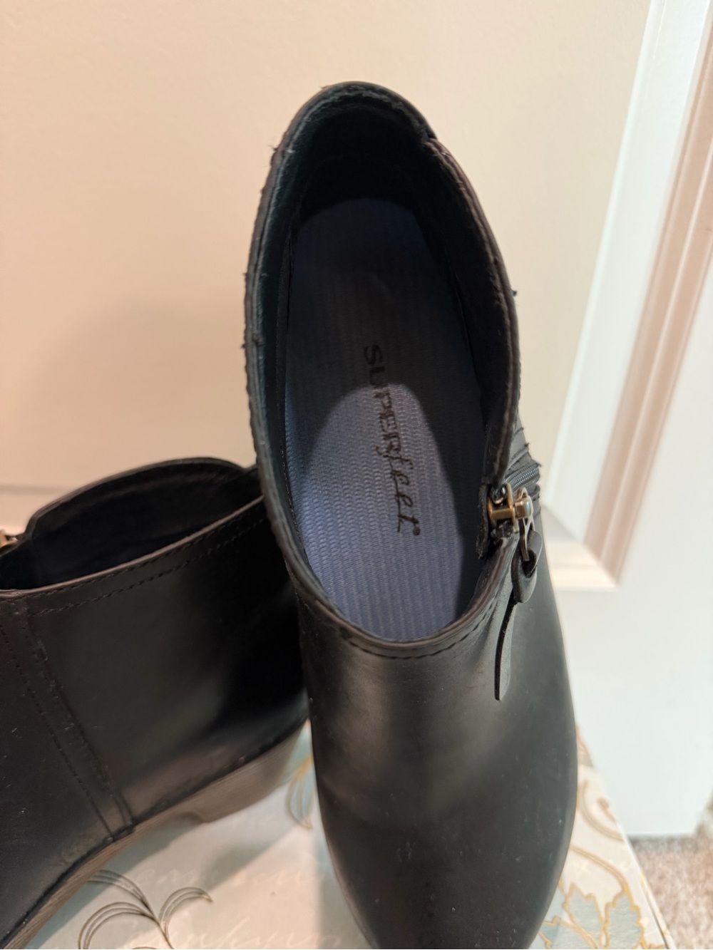 Dansko Maria Black Leather Ankle Boots Booties Side Zip EU 37 US 6.5-7 - Picture 3 of 8